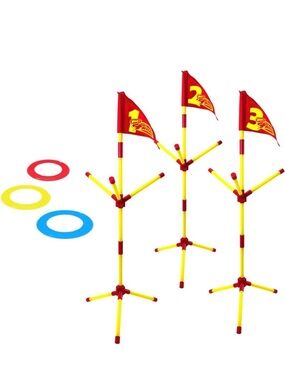 Kids Ring Toss and Target Game Set - Red and Yellow